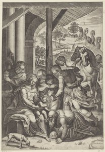 Aanbidding door de koningen door Agostino Carracci
