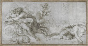 Cephalus meegenomen door Aurora in haar Wagen Carton voor een fresco in de Galerij van het Palazzo Farnese, Rome, ca. 1599 door Agostino Carracci
