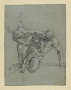 Cupido die Pan overmeestert (recto); Hoofd van een monnik; karikatuur van een man in profiel (verso)