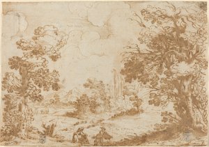 Landschap met Twee Wasvrouwen