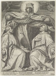 Maria beschermt leden van een broederschap door Agostino Carracci