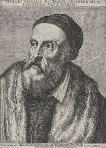 Portret van Titiaan, 1587 (gravure op geperst papier met watermerk) door Agostino Carracci