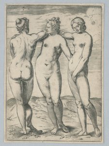De Drie Gratiën door Agostino Carracci