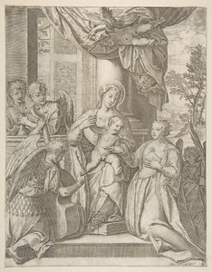 Het Mystieke Huwelijk van Sint Catharina met het Christuskind en Engelen