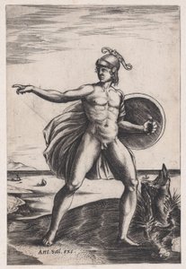 Een krijger door Agostino Veneziano