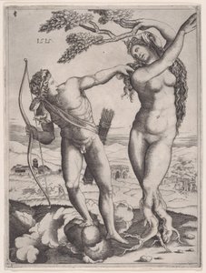 Apollo en Daphne, gedateerd 1515 door Agostino Veneziano