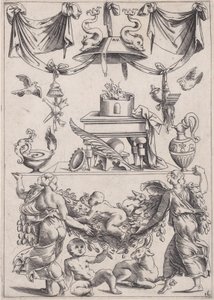 Ornamenteel Paneel, ca. 1514-36 door Agostino Veneziano