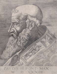 Paus Paulus III, onbedekt hoofd door Agostino Veneziano