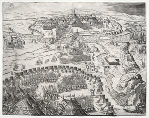 De Positie en het Kamp van de Legers van Karel V en Soliman II door Agostino Veneziano