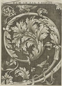 Bladornament uit oude Romeinse kerk door Agostino dei Musi