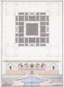 Gevel van de Zuidzijde en Tuinpaleis van de Suraj Bhawan in Dig, c.1830 door Agra School