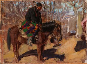 Indiaan te paard door Akseli Gallen-Kallela