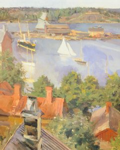 Noordhaven, Helsinki door Akseli Gallen-Kallela, Finland 19e eeuw (detail) door Akseli Valdemar Gallen Kallela