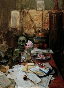 Werktafel in Parijs door Akseli Valdemar Gallen Kallela