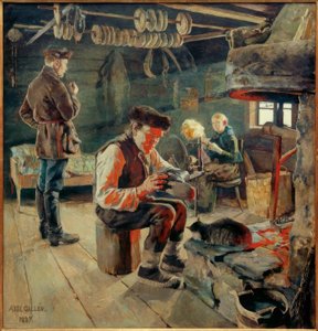 Boerenkamer door Akseli Valdemar Gallen Kallela
