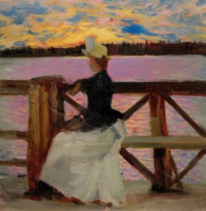 Marie Gallén op de Kuhmoniemi-brug door Akseli Valdemar Gallen Kallela
