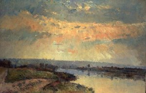 Laat in de Middag aan de Seine door Albert Charles Lebourg