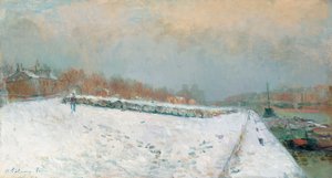 Port de Bercy, Winter door Albert Charles Lebourg