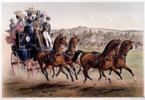 Postkoets, de terugkeer van races Prent door Albert Adam (1833-?) 19e eeuw Parijs, Musee Carnavalet door Albert Adam