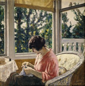 Jonge vrouw naait; Jeune Femme Cousant, ca.1913 (olieverf op doek)
