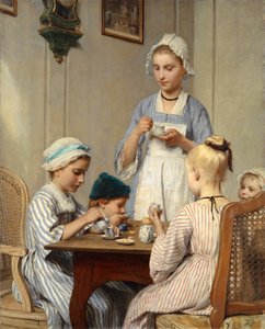 Kinderen aan het ontbijt, 1879 door Albert Anker