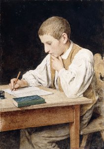 Schrijvende jongen
