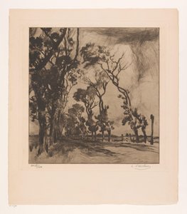 Landschap met laan richting Oostende door Albert Baertsoen (signed by artist)