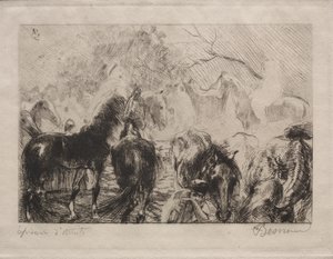 Paardenmarkt in Algiers door Albert Besnard
