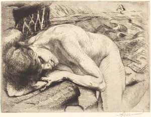 Model Slapend op de Vloer door Albert Besnard