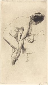 Naakt dat haar been vasthoudt door Albert Besnard