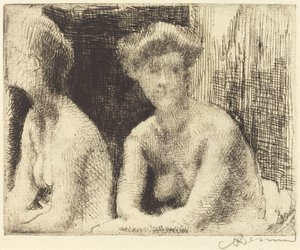 Naakte Vrouw bij een Spiegel door Albert Besnard