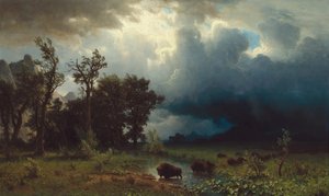 Buffelspoor: De naderende storm door Albert Bierstadt