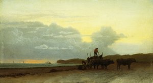 Kustzicht, Newport, 1861 door Albert Bierstadt