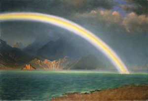 Regenboog boven Jenny Lake, Wyoming