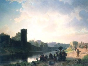 Riviermonding door Albert Bierstadt