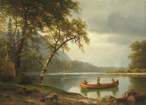 Zalmvissen op de Caspapediac rivier door Albert Bierstadt