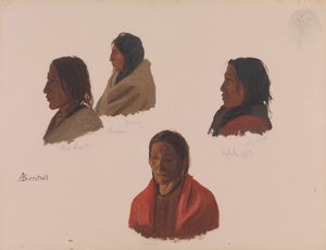 Studies van Indiaanse stamhoofden gemaakt in Fort Laramie, ca. 1859 door Albert Bierstadt