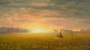 Zonsondergang op de prairies, ca. 1861 door Albert Bierstadt