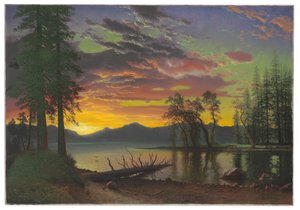 Schemering, Lake Tahoe door Albert Bierstadt