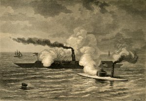 Aanval van de Monitor op de Merrimack, 1878 door Albert Bobbett