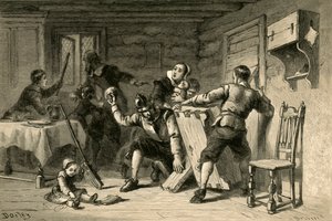 Puriteinen barricaderen hun huis tegen indianen, 1877