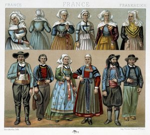19e-eeuwse Bretonse kostuums - in 