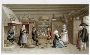 19e-eeuwse Bretonse kostuums en interieur - in 
