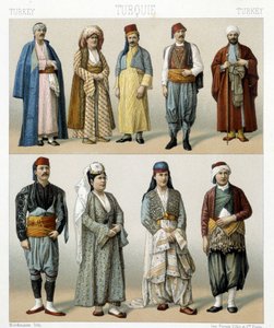 19e-eeuwse Turkse kostuums. Illustratie in 