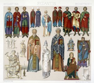 Byzantijnse kostuums. Illustratie in 