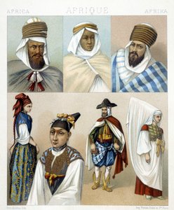 Kostuums en kapsels uit Algerije. Illustratie in 