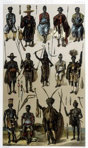 Kostuums van Guinee, Senegal en Gabon. Illustratie in 