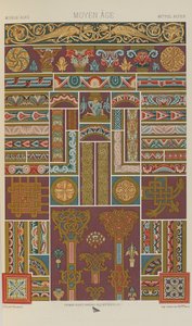 Middeleeuwen, plaat 40 uit Polychromatisch Ornament: Honderd Platen in Goud, Zilver en Kleuren, 1873 door Albert Charles August Racinet