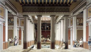 Het atrium van een huis in de Griekse oudheid - in 