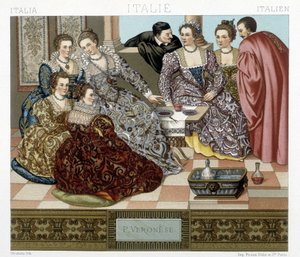 Venetiaanse kostuums van de 17e eeuw. Illustratie in 